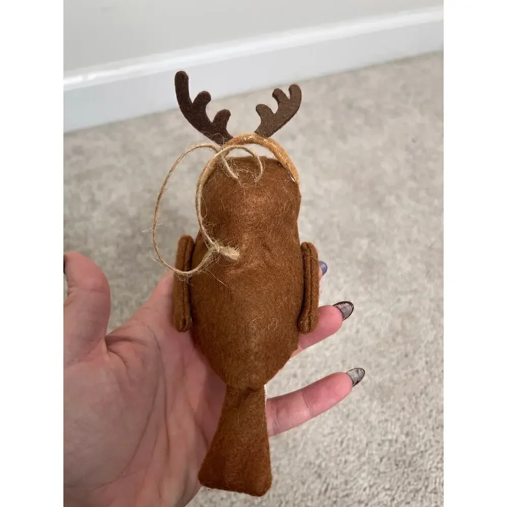Target Bird Bucky Featherly Friends Reindeer Antlers Blue Bow Christmas Ornament